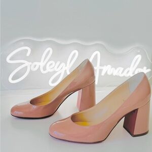 Christian Louboutin Nude Block Heel Pumps
